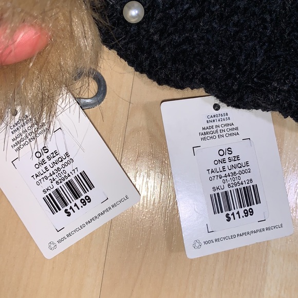 LA EXPRESS Pearl Pom Toque & Chenille Criss-Cross Head Band Ear Warmer - Picture 4 of 6